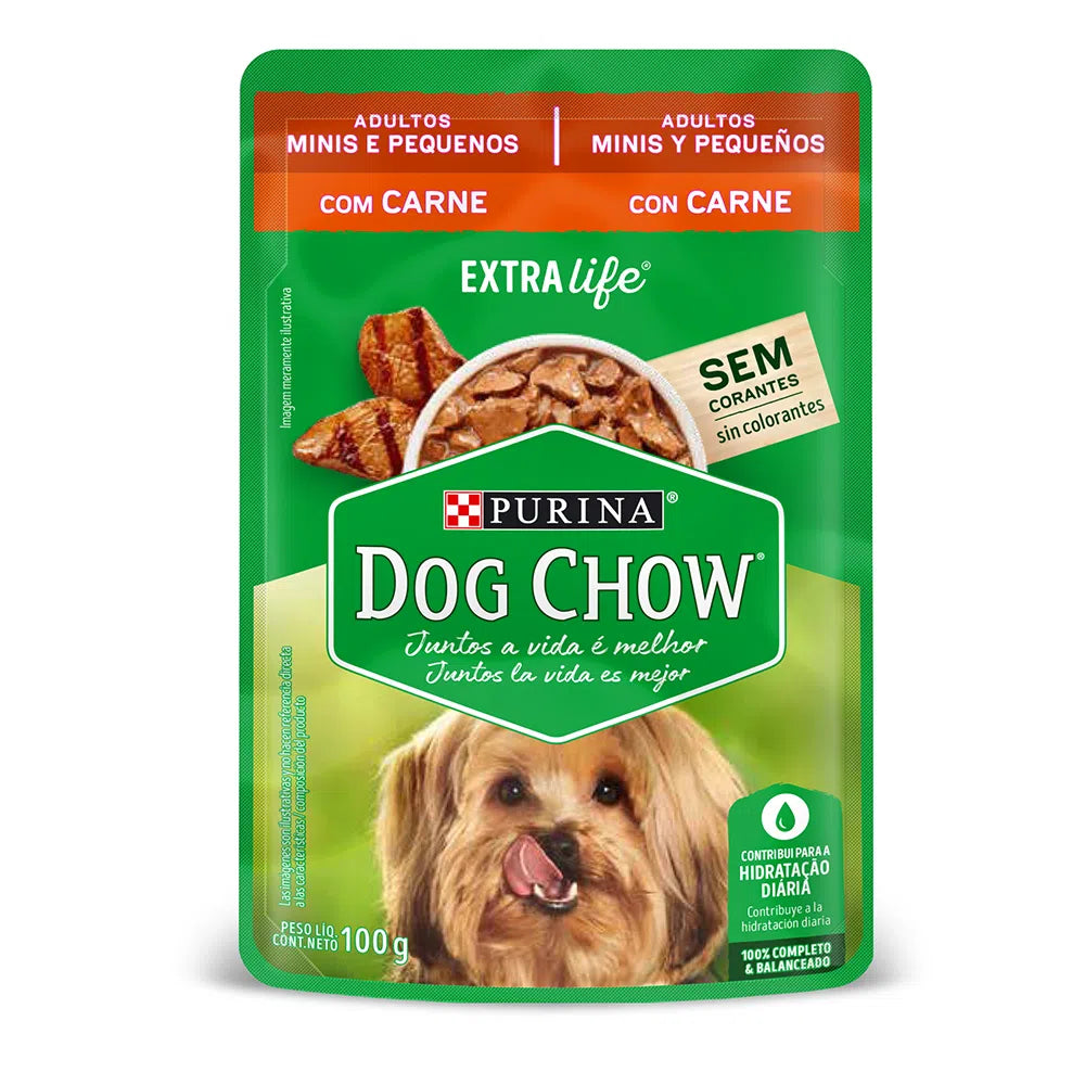 Dog Chow Adultos Minis y Pequeños Carne - 100 Gr