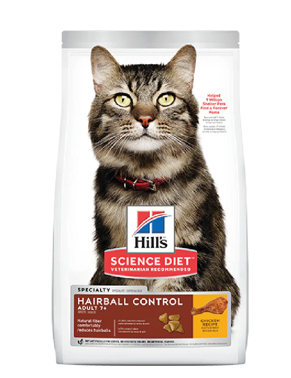 HILLS FELINE HAIRBALL CONTROL ADULTO 7+ x 3.5 LB