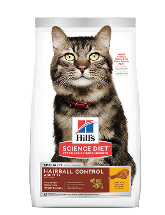 HILLS FELINE HAIRBALL CONTROL ADULTO 7+ x 3.5 LB