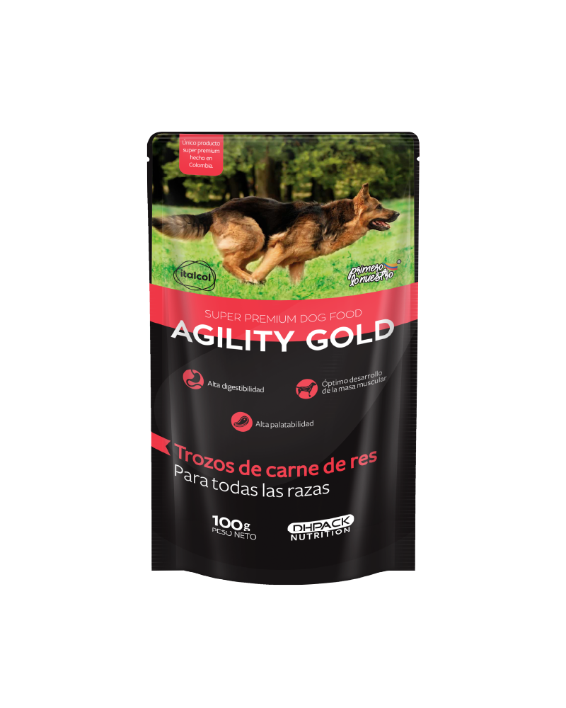 AGILITY GOLD POUCH CARNE DE RES X 100 GR