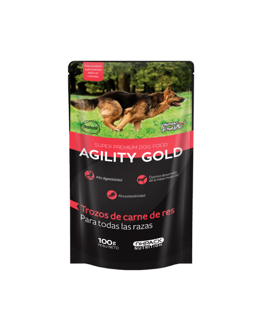 AGILITY GOLD POUCH CARNE DE RES X 100 GR